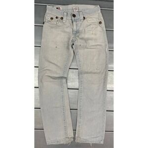 True Religion Ricky Super T Denim Jeans Mens 30x31 Light Wash Distressed Y2K